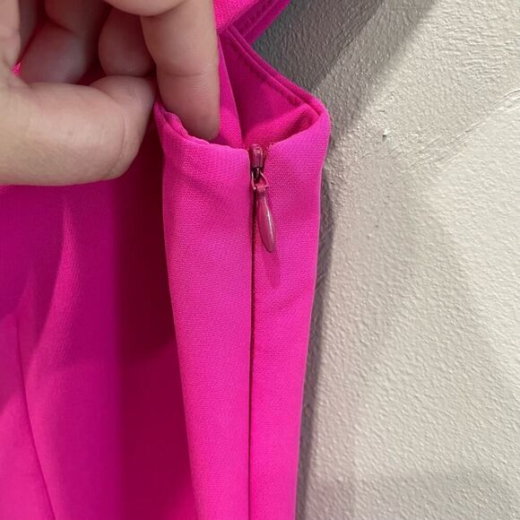 NWT Milly Cressida One-Shoulder Dress in Raspberry Fuchsia Pink - Size: 6 - Picture 6 of 13